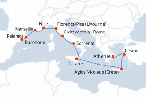 Itinéraire croisière Azamara au départ de Athenes