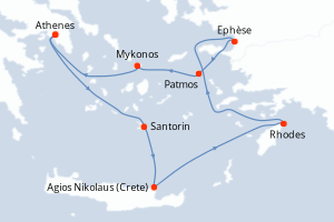 Itinéraire croisière Azamara au départ de Athenes