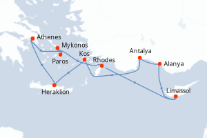 Itinéraire croisière Azamara au départ de Athenes