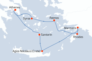 Itinéraire croisière Azamara au départ de Athenes