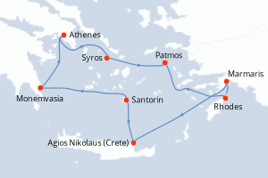 Itinéraire croisière Azamara au départ de Athenes