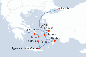 Itinéraire croisière Azamara au départ de Athenes