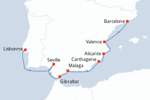 Itinéraire croisière Azamara au départ de Lisbonne