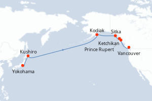 Itinéraire croisière Holland America Line au départ de Yokohama