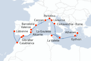 Itinéraire croisière Holland America Line au départ de Lisbonne