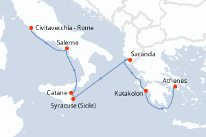 Itinéraire croisière Azamara au départ de Athenes