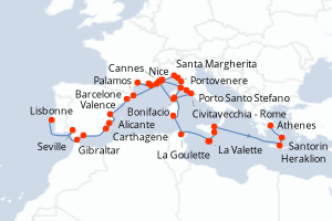 Itinéraire croisière Azamara au départ de Lisbonne