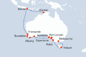 Itinéraire croisière Silversea au départ de Darwin