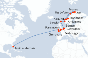 Itinéraire croisière Holland America Line au départ de Rotterdam