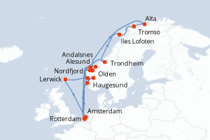 Itinéraire croisière Holland America Line au départ de Rotterdam