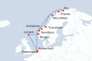 Itinéraire croisière Holland America Line au départ de Rotterdam