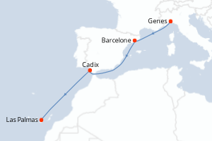 Itinéraire croisière Costa Croisières au départ de Genes