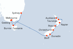 Itinéraire croisière Oceania Cruises au départ de Auckland