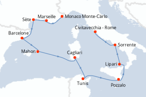 Itinéraire croisière Oceania Cruises au départ de Monaco Monte-Carlo