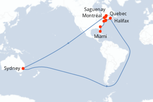 Itinéraire croisière Oceania Cruises au départ de Montréal