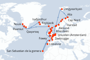 Itinéraire croisière Oceania Cruises au départ de Reykjavik