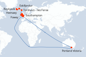 Itinéraire croisière Oceania Cruises au départ de Reykjavik