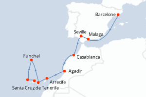 Itinéraire croisière Oceania Cruises au départ de Barcelone