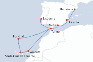 Itinéraire croisière Oceania Cruises au départ de Barcelone