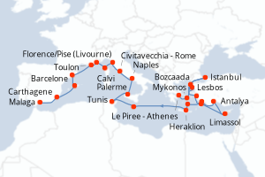 Itinéraire croisière Oceania Cruises au départ de Le Piree - Athenes