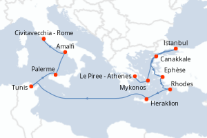 Itinéraire croisière Oceania Cruises au départ de Le Piree - Athenes