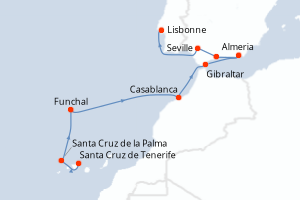 Itinéraire croisière Oceania Cruises au départ de Santa Cruz de Tenerife