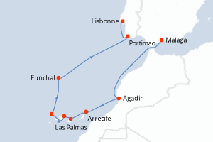 Itinéraire croisière Oceania Cruises au départ de Malaga