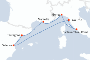 Itinéraire croisière MSC Croisières au départ de Civitavecchia - Rome