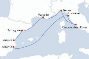 Itinéraire croisière MSC Croisières au départ de Alicante