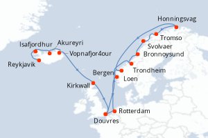 Itinéraire croisière Seabourn Cruise Line au départ de Reykjavik