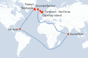 Itinéraire croisière Seabourn Cruise Line au départ de Reykjavik