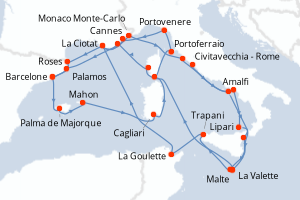 Itinéraire croisière Seabourn Cruise Line au départ de Civitavecchia - Rome