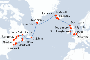 Itinéraire croisière Seabourn Cruise Line au départ de Douvres