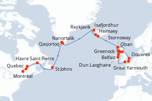 Itinéraire croisière Seabourn Cruise Line au départ de Greenock