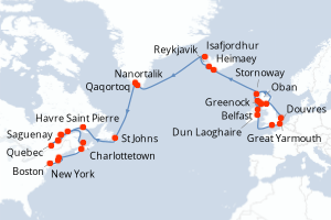 Itinéraire croisière Seabourn Cruise Line au départ de Greenock