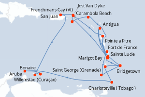 Itinéraire croisière Seabourn Cruise Line au départ de Bridgetown