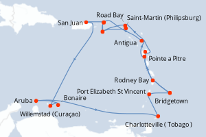 Itinéraire croisière Seabourn Cruise Line au départ de Bridgetown