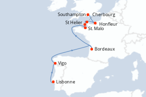 Itinéraire croisière Azamara au départ de Lisbonne