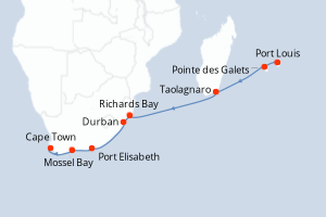 Itinéraire croisière Azamara au départ de Port Louis