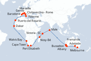 Itinéraire croisière MSC Croisières au départ de Melbourne