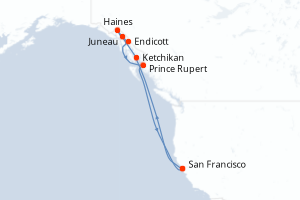 Itinéraire croisière Princess Cruises au départ de San Francisco