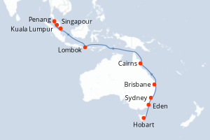 Itinéraire croisière Princess Cruises au départ de Hobart