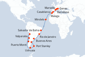 Itinéraire croisière MSC Croisières au départ de Genes