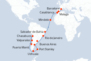 Itinéraire croisière MSC Croisières au départ de Barcelone