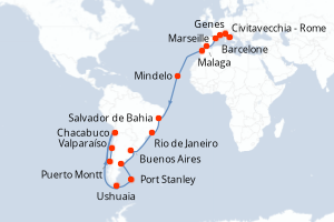 Itinéraire croisière MSC Croisières au départ de Civitavecchia - Rome