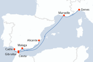 Itinéraire croisière MSC Croisières au départ de Genes