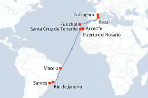 Itinéraire croisière MSC YACHT CLUB au départ de Santos