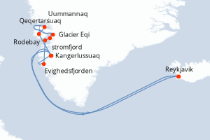 Itinéraire croisière Exploris au départ de Reykjavik