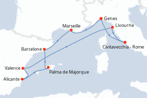 Itinéraire croisière MSC Croisières au départ de Genes