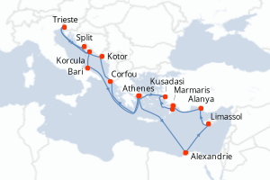 Itinéraire croisière Holland America Line au départ de Athenes